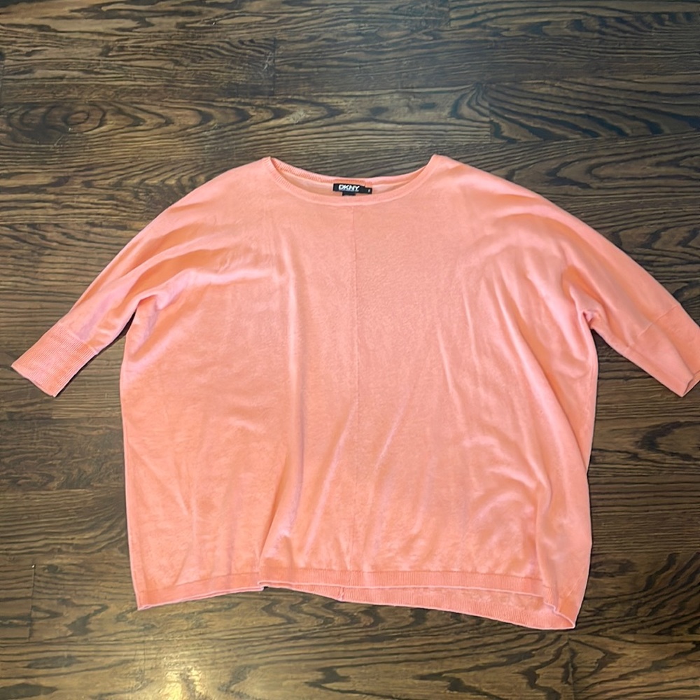 DKNY 3/4 sleeve pink sweater